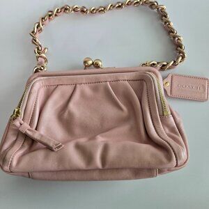Coach Light Pink Parker Leather Kisslock Satchel Handbag (Style #13621)